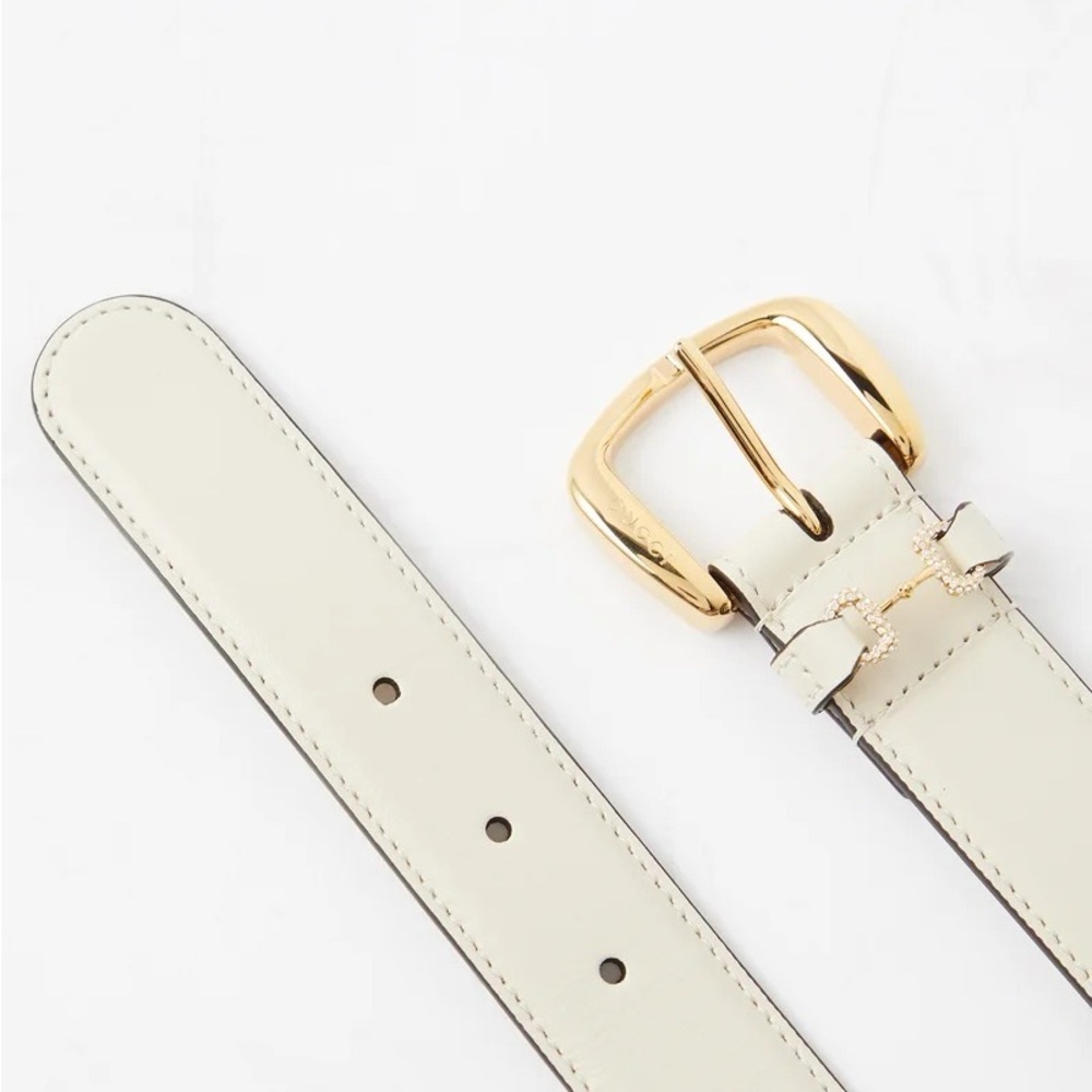 Gucci Crystal Horsebit Leather Belt - White/Gold - Rare Style